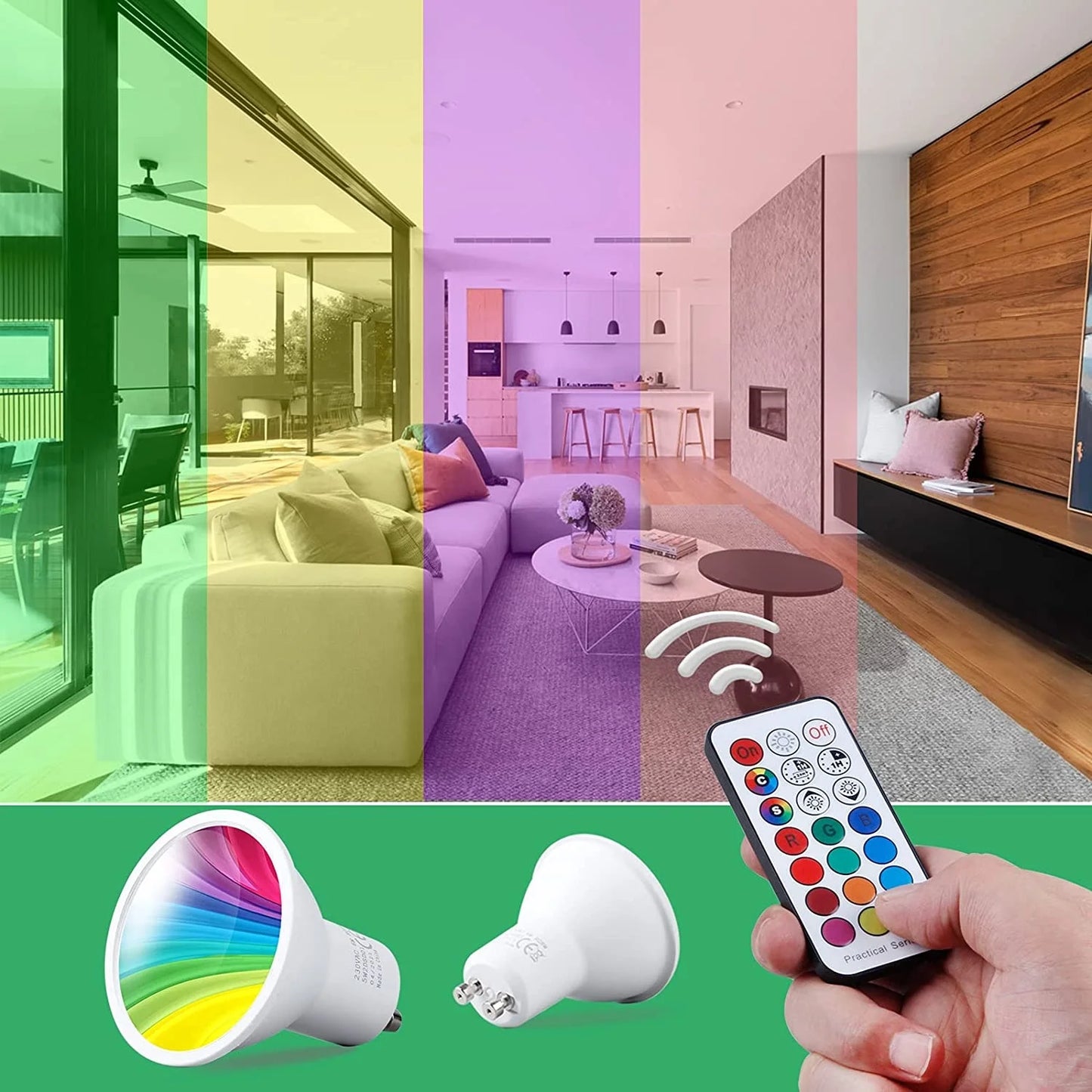2PCS 5W RGB Warm White Colour Changing Spotlight Lamp 12 Colours 5 Modes Memory Dimmable Infrared Remote GU10 LED Light Bulb
