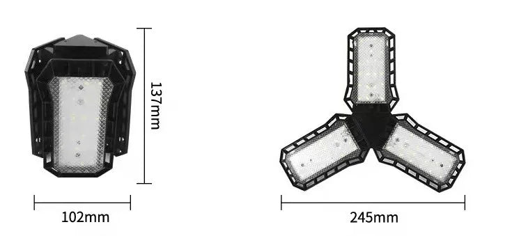 Adjustable Multi-Panel LED Shop Light. Ultra-Bright Deformable Lamp for Garage & Workshop