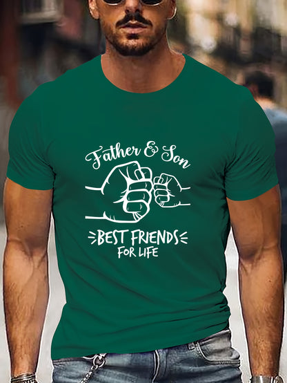 Men'S "Best Dad Ever" Graphic T-Shirt - Casual Short Sleeve, White with Black Fist Design, Perfect for Father'S Day or Everyday Wear, Everyday Tshirt | Playful Graphic Tee | Stretchable Fabric