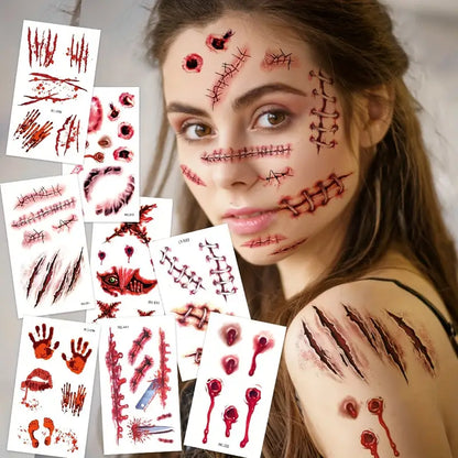 Halloween Prank Makeup Temporary Tattoo 😈 Realistic & Easy To Remove