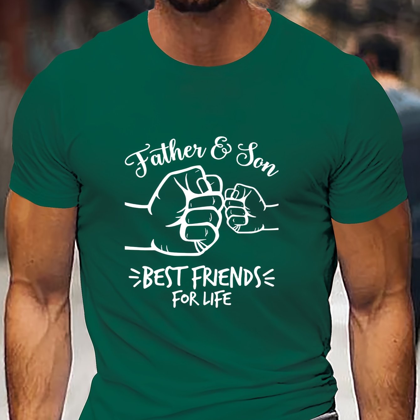 Men'S "Best Dad Ever" Graphic T-Shirt - Casual Short Sleeve, White with Black Fist Design, Perfect for Father'S Day or Everyday Wear, Everyday Tshirt | Playful Graphic Tee | Stretchable Fabric