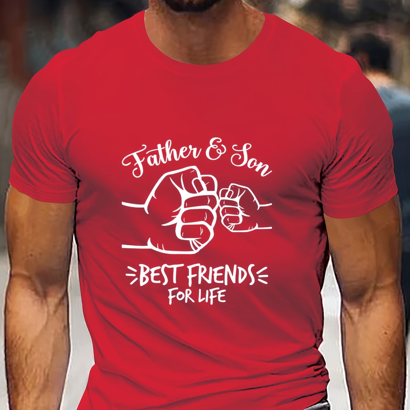 Men'S "Best Dad Ever" Graphic T-Shirt - Casual Short Sleeve, White with Black Fist Design, Perfect for Father'S Day or Everyday Wear, Everyday Tshirt | Playful Graphic Tee | Stretchable Fabric