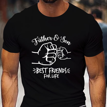 Men'S "Best Dad Ever" Graphic T-Shirt - Casual Short Sleeve, White with Black Fist Design, Perfect for Father'S Day or Everyday Wear, Everyday Tshirt | Playful Graphic Tee | Stretchable Fabric