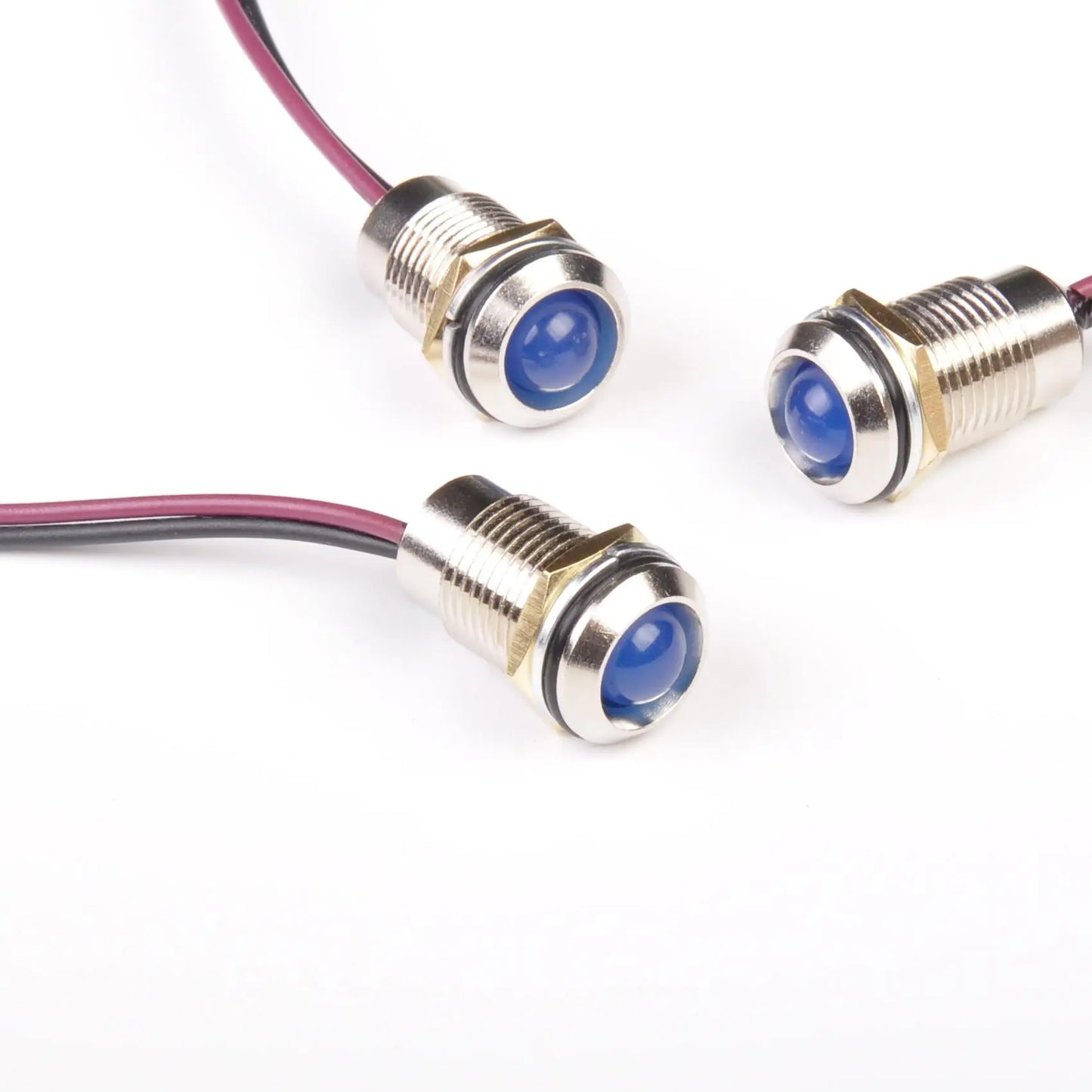 12mm Indicator Light 0-220VAC/DC Led Indicator Light Metal with Wired Lead 200mm Long