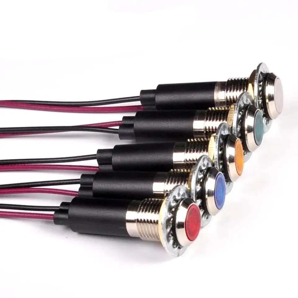 8mm Indicator Lights Panel Metal LED Light 12V 24V 110V 220V White Power Indicators Signal Lamp