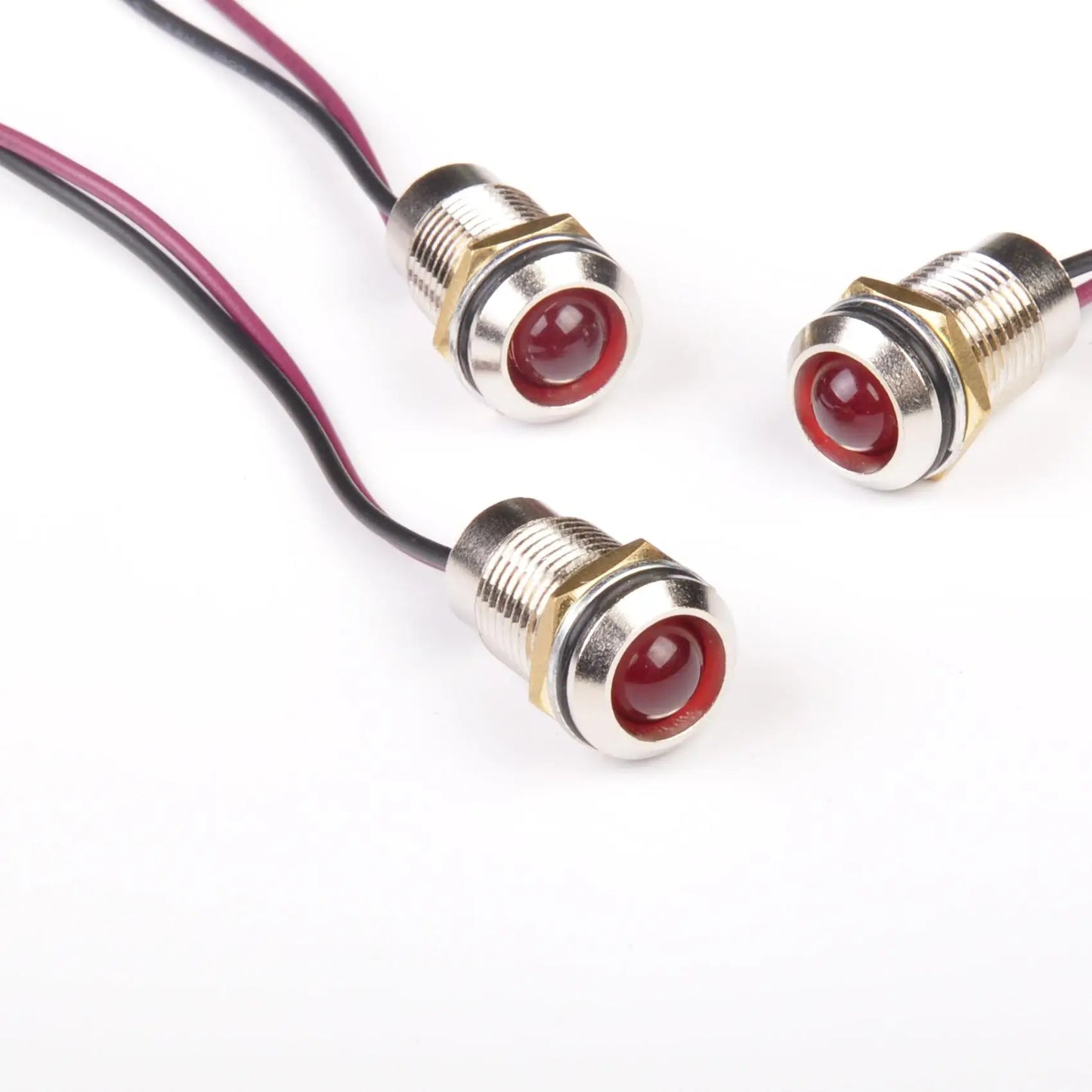 12mm Indicator Light 0-220VAC/DC Led Indicator Light Metal with Wired Lead 200mm Long