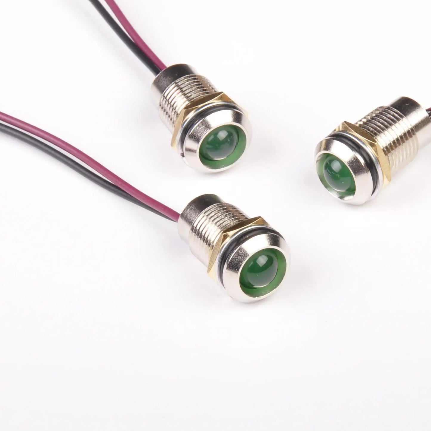 12mm Indicator Light 0-220VAC/DC Led Indicator Light Metal with Wired Lead 200mm Long
