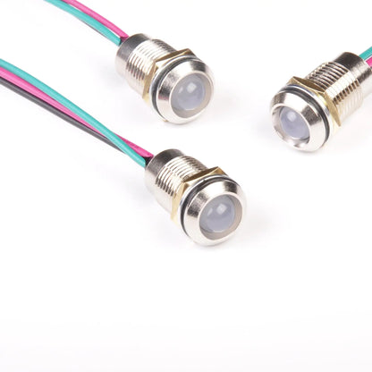 12mm Indicator Light 0-220VAC/DC Led Indicator Light Metal with Wired Lead 200mm Long