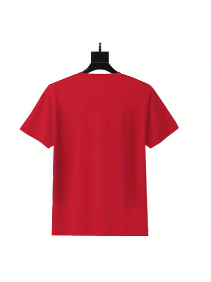 180G Pure Cotton Single-Sided Printed Round Neck Short Sleeve T-Shirt, Eagle Wings Pattern Pure Cotton Men's T-Shirt Comfortable Version