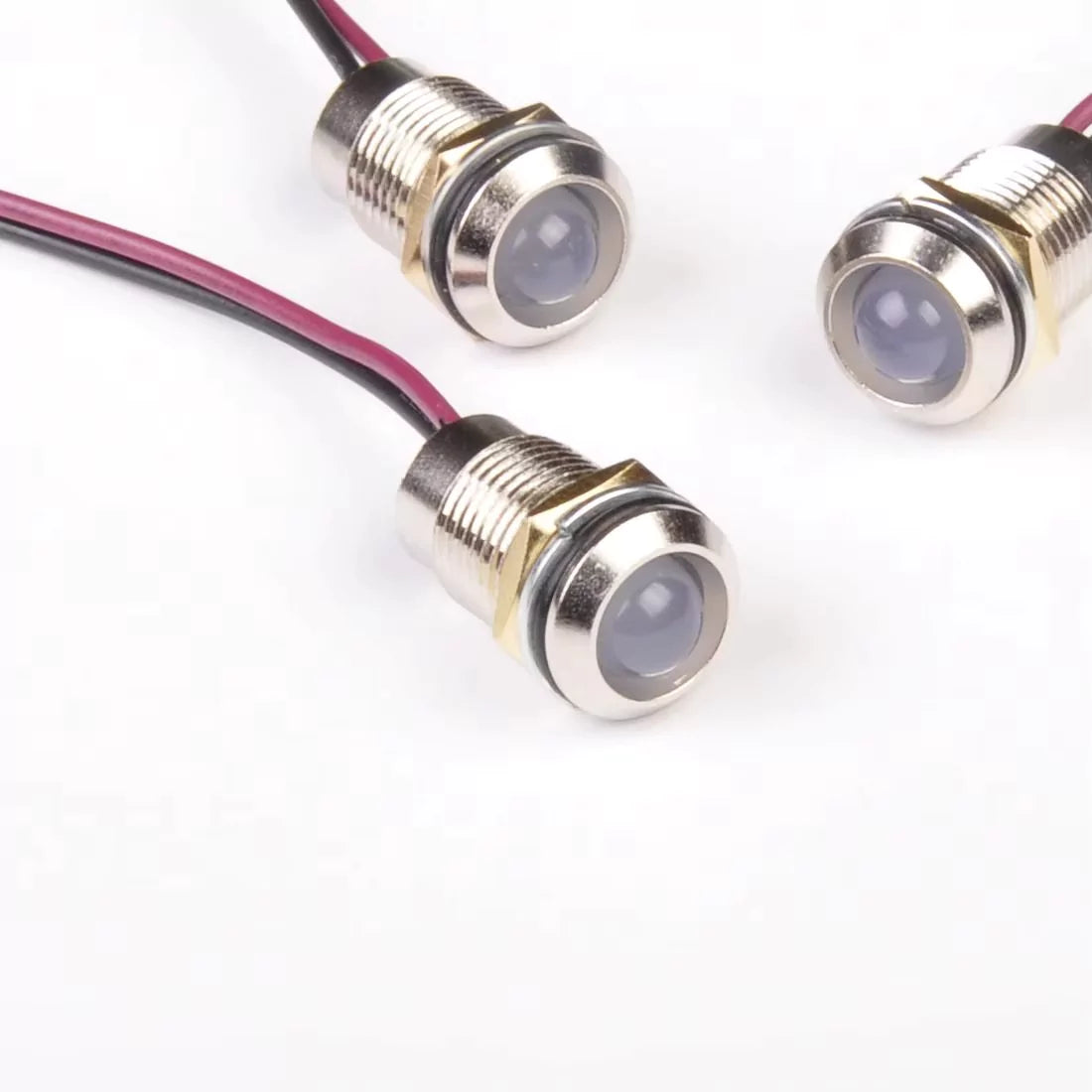 12mm Indicator Light 0-220VAC/DC Led Indicator Light Metal with Wired Lead 200mm Long