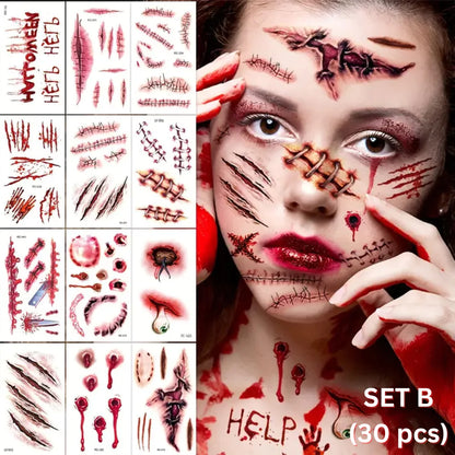 Halloween Prank Makeup Temporary Tattoo 😈 Realistic & Easy To Remove